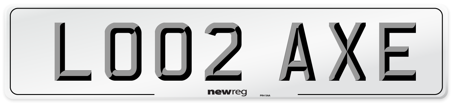 LO02 AXE Number Plate from New Reg